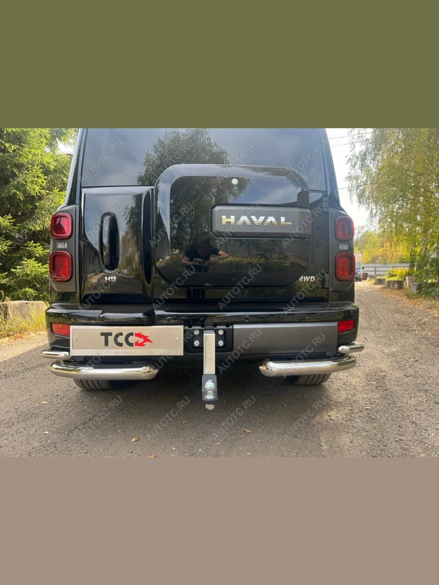 Фаркоп (тягово-сцепное устройство) ТСС Тюнинг Haval H9 (2024-2025) (шар E нержавейка, надпись Haval)  в Самаре Самарской области