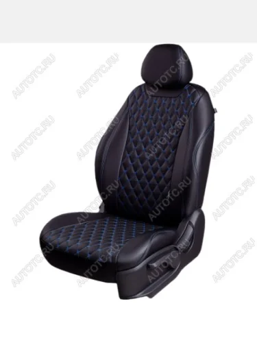 Комплект чехлов для сидений (РЗСиС 60/40 3Г Орегон) БАЙРОН ст БАЙРОН Lord Autofashion (черный, вставка черная, строчка синяя) Ford Kuga 2 дорестайлинг (2013-2016)