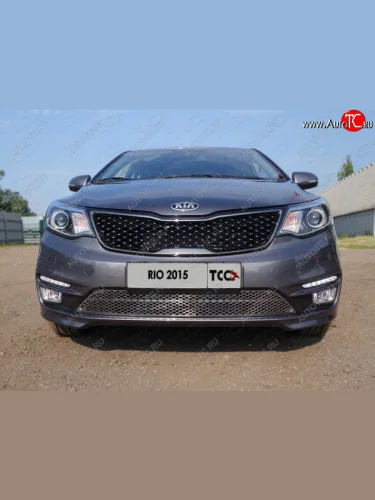 Вставка переднего бампера ТСС Тюнинг (лист) KIA Rio  3 QB (2015-2017) рестайлинг седан, хэтчбек 5 дв. рестайлинг