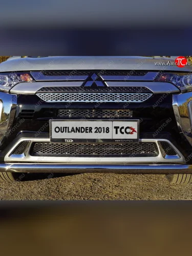 Вставка переднего бампера ТСС Тюнинг (лист) Mitsubishi Outlander  GF (2018-2022) 3-ий рестайлинг