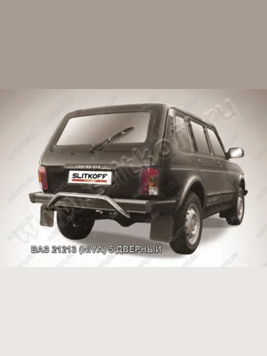 Защита заднего бампера d57 скоба Slitkoff (нержавейка полировнная) Лада ВАЗ нива 4х4 2131 5 дв. дорестайлинг (1993-2019)