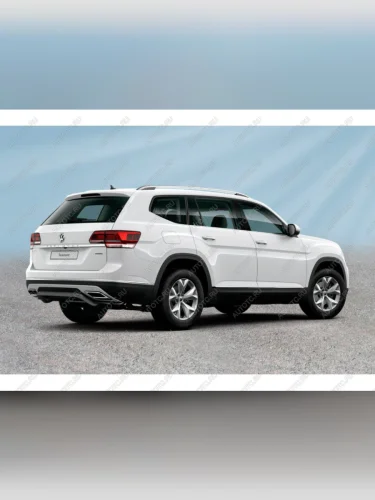 Защита заднего бампера d57 скоба Slitkoff (нержавейка с полимерным покрытием в цвет черный) Volkswagen Teramont  CA1 (2016-2020) дорестайлинг