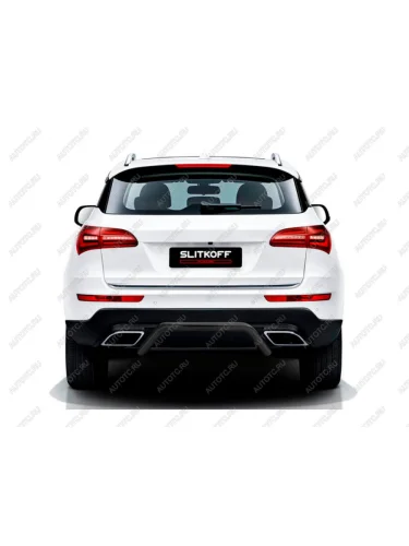 Защита заднего бампера d57 скоба Slitkoff (Сталь с полимерным покрытием в цвет черный) Zotye Coupa  B11F (2019-2021)