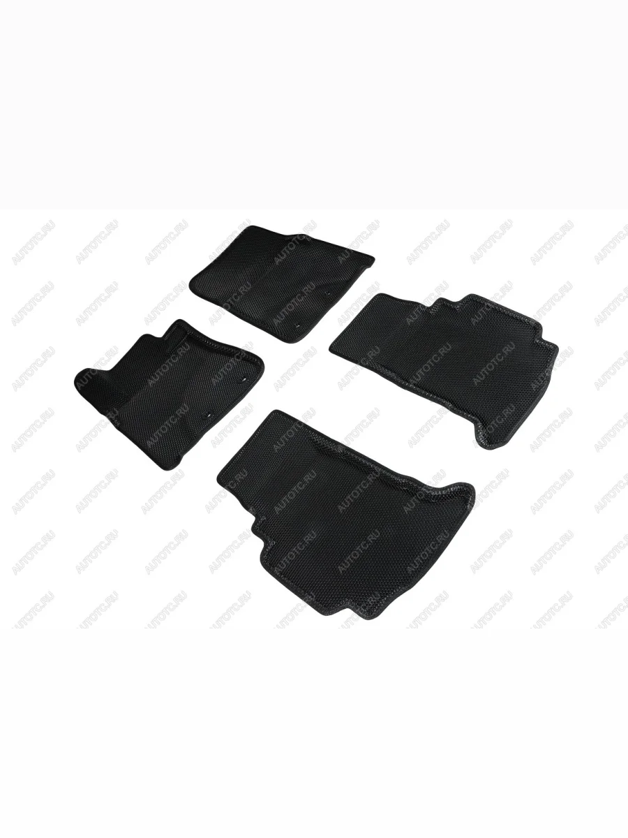 Износостойкие коврики в салон (3D EVA СОТЫ полимер) Seintex Toyota Land Cruiser 200 2-ой рестайлинг (2015-2021) (черный)  в Самаре Самарской области