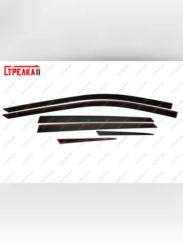 Дефлекторы окон (с наклоном) 2D Стрелка11 (черные) Omoda C5 (2021-2025)