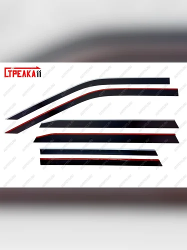 Дефлекторы окон 2D Стрелка11 (черные с хром накладками) Haval H3 (2024-2025)