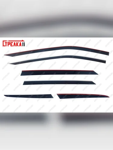 Дефлекторы окон 2D Стрелка11 (черные с хром накладками) Voyah Free дорестайлинг (2020-2025)