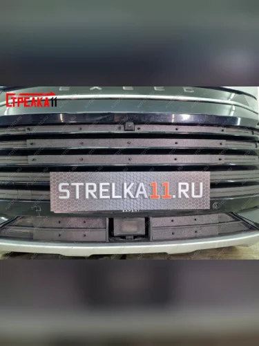 Зимняя защита на стяжке (верх 4 части) Стрелка11 (черная) EXEED TXL  дорестайлинг (2020-2021)