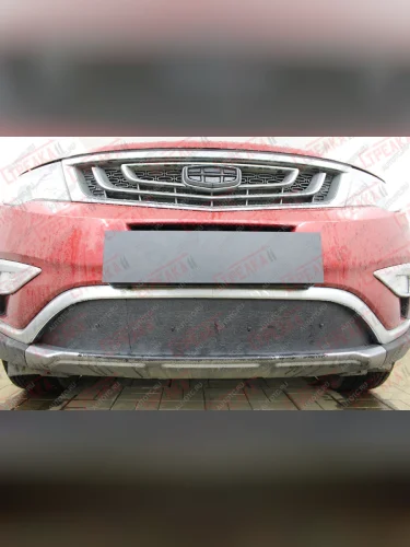 Зимняя защита на стяжке (низ) Стрелка11 (черная) Geely Atlas NL3 (2016-2022)