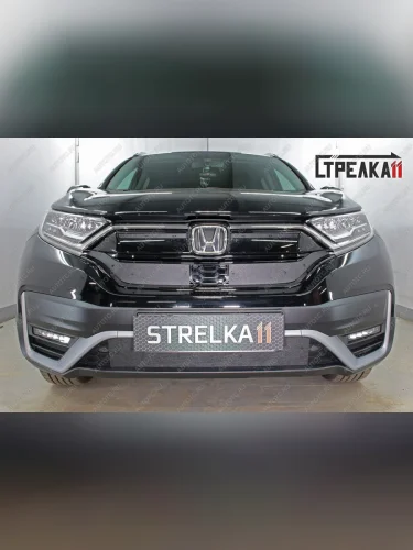 Зимняя защита на стяжке (верх 4 части) Стрелка11 (черная) Honda CR-V RW,RT рестайлинг (2019-2022)
