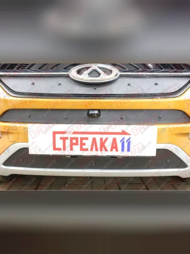 Зимняя защита на стяжке (низ) Стрелка11 (черная) Chery Tiggo 7 (2016-2020)