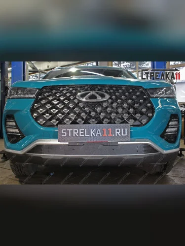 Зимняя защита на стяжке (низ) Стрелка11 (черная) Chery Tiggo 7 PRO (2019-2025)
