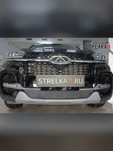 Зимняя защита на стяжке (низ) Стрелка11 (черная) Chery Tiggo 8 1 T18 рестайлинг (2019-2023)