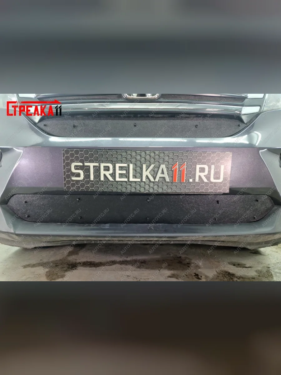 Зимняя защита на стяжке (низ) Стрелка11 Honda Pilot YF6 дорестайлинг (2016-2019) (черная)  в Керчи Республика Крым