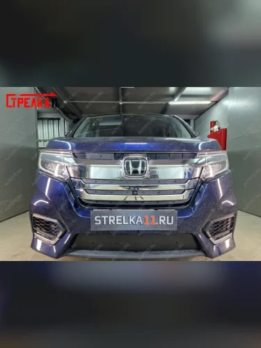 Зимняя защита на стяжке (низ) Стрелка11 (черная) Honda Stepwgn Spada RP рестайлинг (2017-2021)