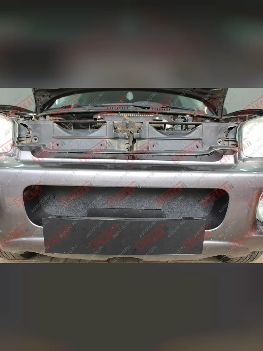 Зимняя защита на стяжке (верх 2 части) Стрелка11 Hyundai Santa Fe SM (2000-2012) (черная)  в Керчи Республика Крым