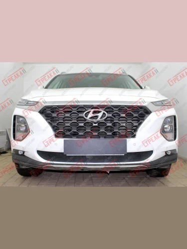 Зимняя защита на стяжке (с датчиком ACC низ) Стрелка11 (черная) Hyundai Santa Fe TM дорестайлинг (2018-2021)