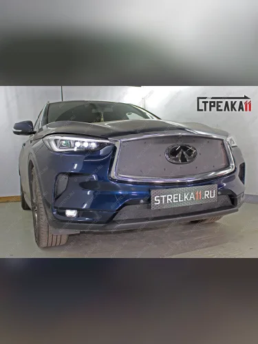 Зимняя защита на стяжке (низ) Стрелка11 (черная) INFINITI Qx50 J55 (2017-2022)