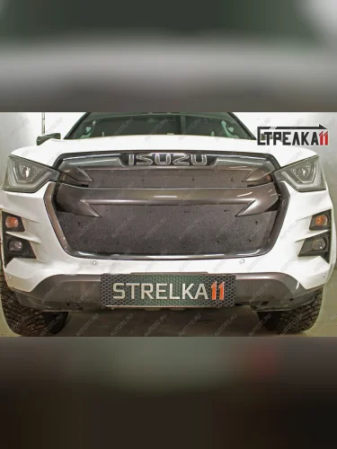 Зимняя защита на стяжке (низ) Стрелка11 (черная) Isuzu D-Max RG DoubleCab (2020-2023)