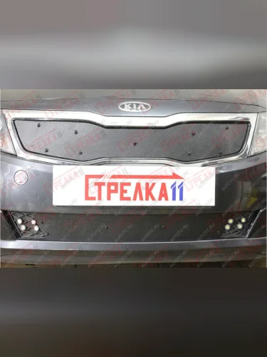 Зимняя защита на стяжке (низ) Стрелка11 (черная) KIA Optima 3 TF дорестайлинг седан (2010-2013)