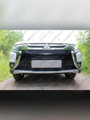 Зимняя защита на стяжке (верх, середина) Стрелка11 (черная) Mitsubishi Outlander GF 3-ий рестайлинг (2018-2022)