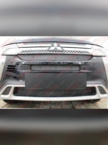 Зимняя защита на стяжке (низ) Стрелка11 (черная) Mitsubishi Outlander GF 3-ий рестайлинг (2018-2022)