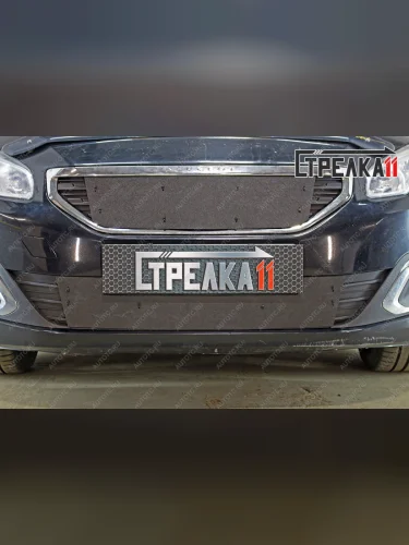 Зимняя защита на стяжке (низ) Стрелка11 (черная) Peugeot 408 (2015-2022) рестайлинг