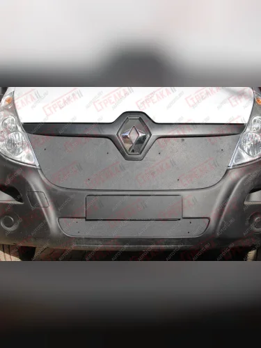 Зимняя защита на стяжке (низ) Стрелка11 (черная) Renault Master  FV,JV (2014-2018) фургон 1-ый рестайлинг