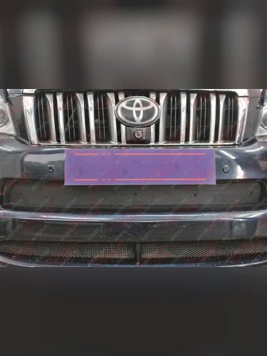 Зимняя защита на стяжке (низ) Стрелка11 (черная) Toyota Land Cruiser Prado  J150 (2009-2013) дорестайлинг