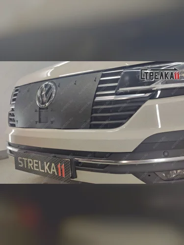 Зимняя защита на стяжке (верх) Стрелка11 (черная) Volkswagen Multivan T6.1 рестайлинг (2019-2025)