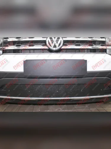 Зимняя защита на стяжке (низ парктроником) Стрелка11 (черная) Volkswagen Teramont 1 CA1 дорестайлинг (2016-2020)