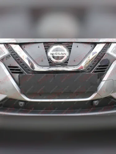 Зимняя защита на стяжке (верх) Стрелка11 (черная) Nissan Qashqai 2 J11 рестайлинг (2017-2022)