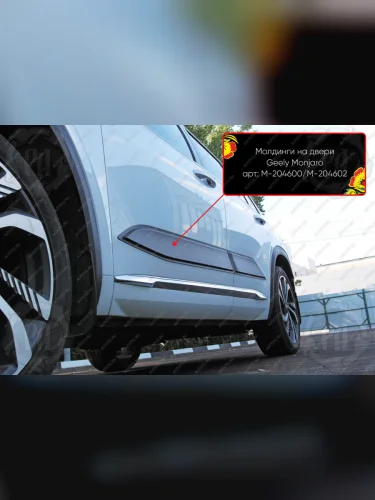 Молдинг двери передний левый Русская Артель (глянец под покраску) Geely Monjaro (2022-2025)