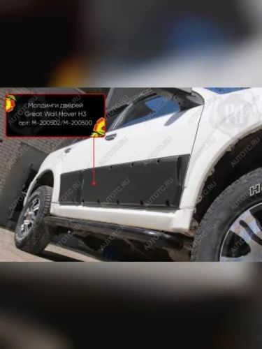 Молдинг двери передний правый Русская Артель (глянец под покраску) Great Wall Hover H3  дорестайлинг (2010-2014)