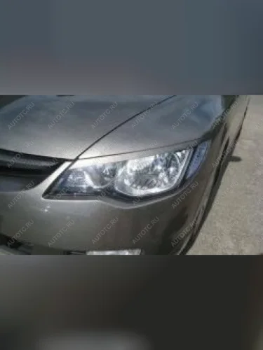 Накладки на передние фары (реснички) Русская Артель (глянец под покраску) Honda Civic  FD (2005-2008) седан дорестайлинг