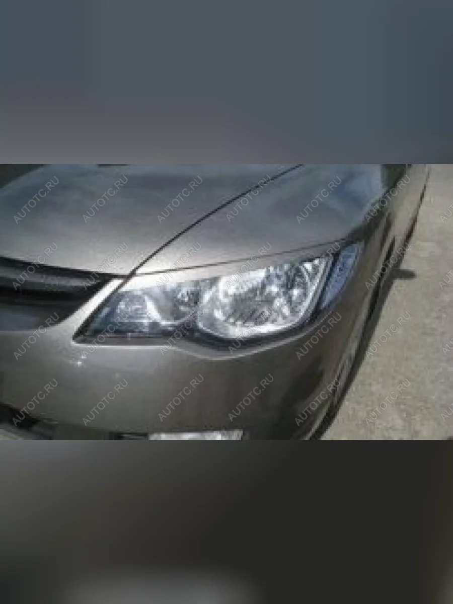 Накладки на передние фары (реснички) Русская Артель Honda Civic FD седан дорестайлинг (2005-2008) (глянец под покраску)  в Самаре Самарской области