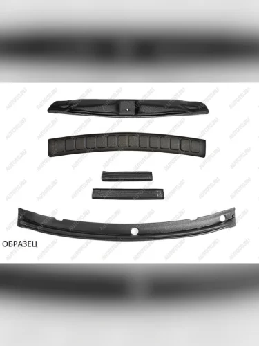 Защитный комплект №2 (жабо без скотча, накладка на задний бампер, накладка на порожек багажника, накладки на пороги) Русская Артель (шагрень) Renault Logan  1 (2010-2016) рестайлинг