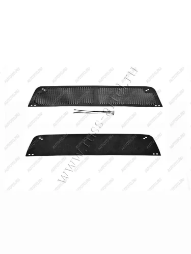 Защитная сетка и зимняя заглушка решетки переднего бампера Русская Артель (шагрень) Mitsubishi L200 4  дорестайлинг (2006-2014)