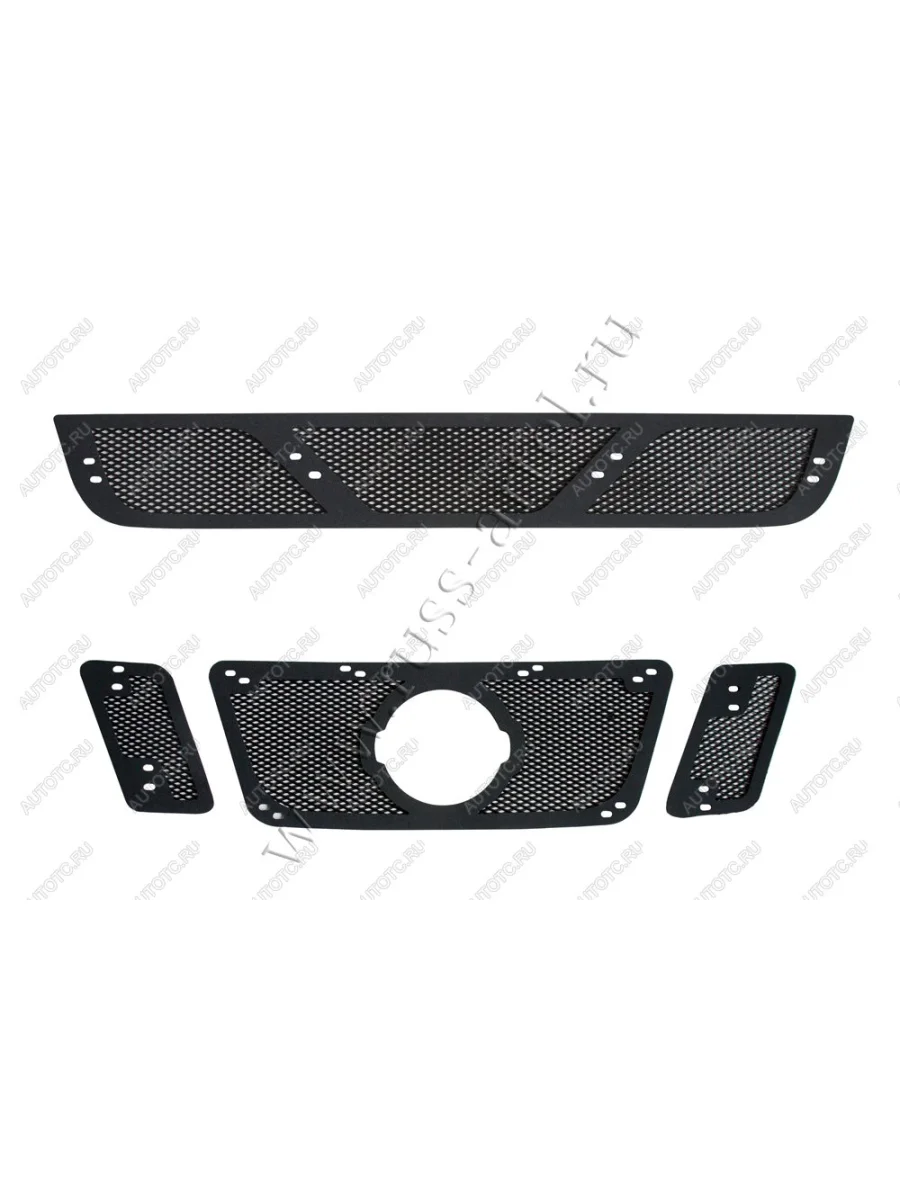 Защитная сетка решетки радиатора и переднего бампера Русская Артель Nissan Pathfinder R51 рестайлинг (2009-2014) (шагрень)  в Перми Пермском крае