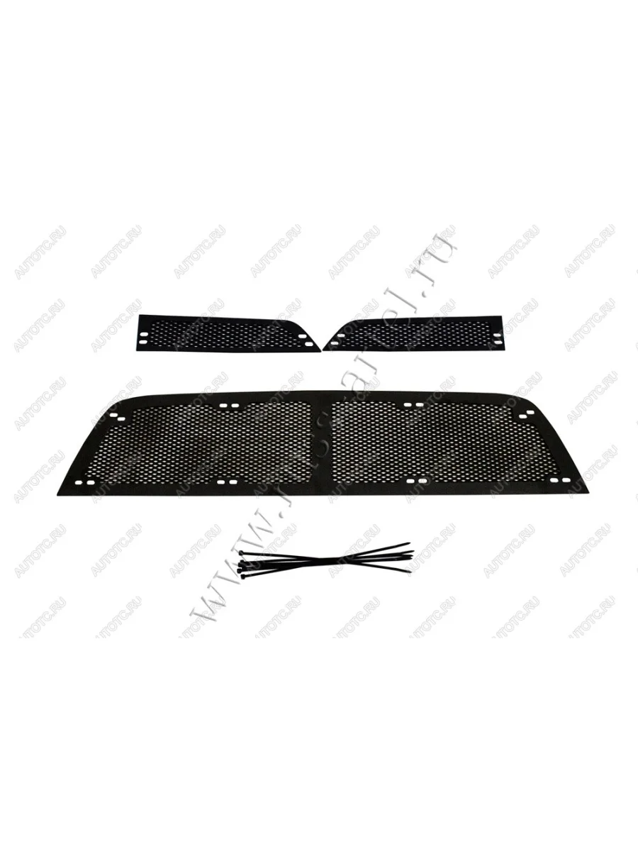 Защитная сетка решетки радиатора и переднего бампера Русская Артель Renault Duster HS рестайлинг (2015-2021) (шагрень)  в Самаре Самарской области