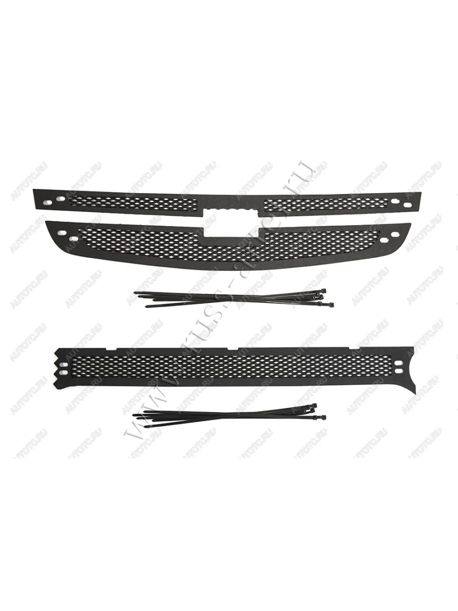 Защитная сетка решетки радиатора и переднего бампера Русская Артель Chevrolet Niva 2123 рестайлинг (2009-2020) (шагрень)  в Самаре Самарской области