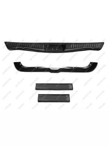 Защитный комплект (защита заднего бампера, накладка на порожек багажника, накладки на пороги) Русская Артель (шагрень) Renault Sandero Stepway  2 (2018-2022) рестайлинг