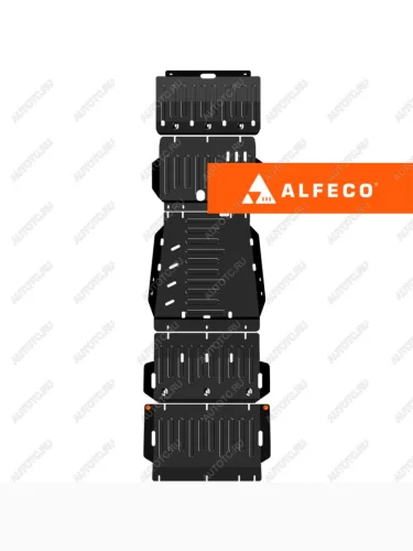 Защита радиатора, редуктора переднего моста, АКПП и РК (5 частей) ALFECO (алюминий 3 мм) Mitsubishi L200 LC,MV DoubleCab (2023-2025)