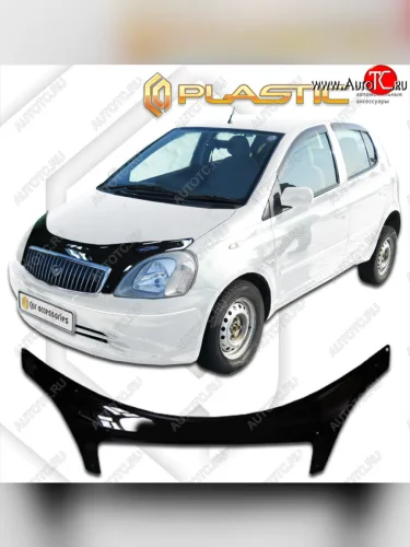 Дефлектор капота (exclusive) CA Plastic (Classic черный) Toyota Vitz XP10 хэтчбэк 3 дв. дорестайлинг (1999-2001)