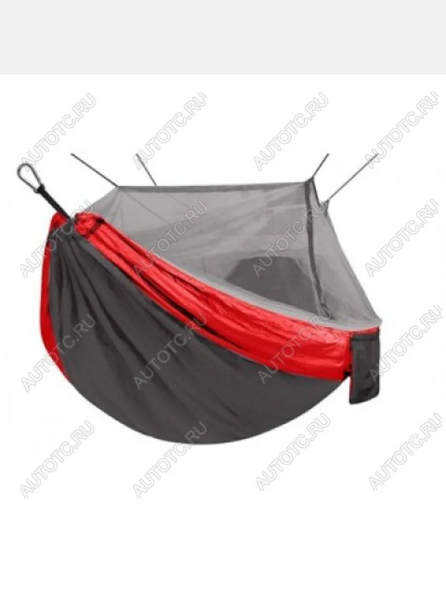 Гамак без планок NISUS 140х260 см., с москитной сеткой, нейлон 210T, СерыйКрасный NISUS n-mh-gg  В Кинешме Ивановской области