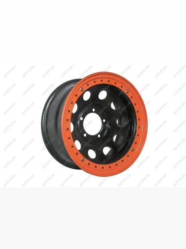 Диск усиленный УАЗ стальной черный 5x139,7 8xR17 d110 ET-19 с бедлоком (оранжевый) OFF-ROAD Wheels 1780-53910bl-19-bd-o