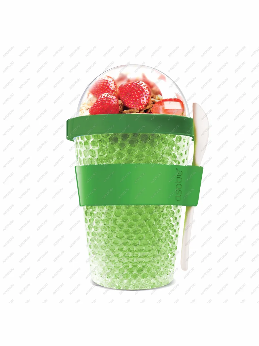 Контейнер для перекусов с гелем-хладагентом и отделением для топпинга, 386 мл, зеленый ASOBU cy2go.04-green  с доставкой в г. Керчь