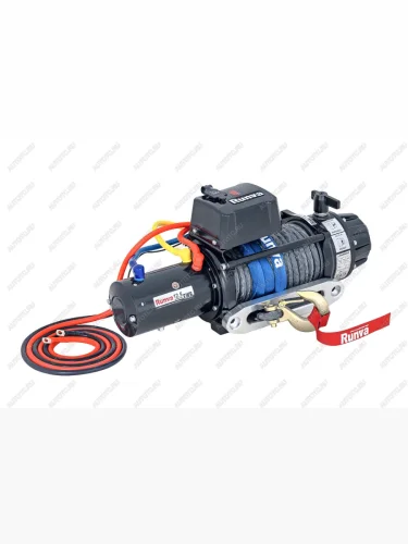 Лебёдка автомобильная электрическая (12V 12500 lbs 5670 кг) (влагозащищенная) RUNVA (синтетический трос) 