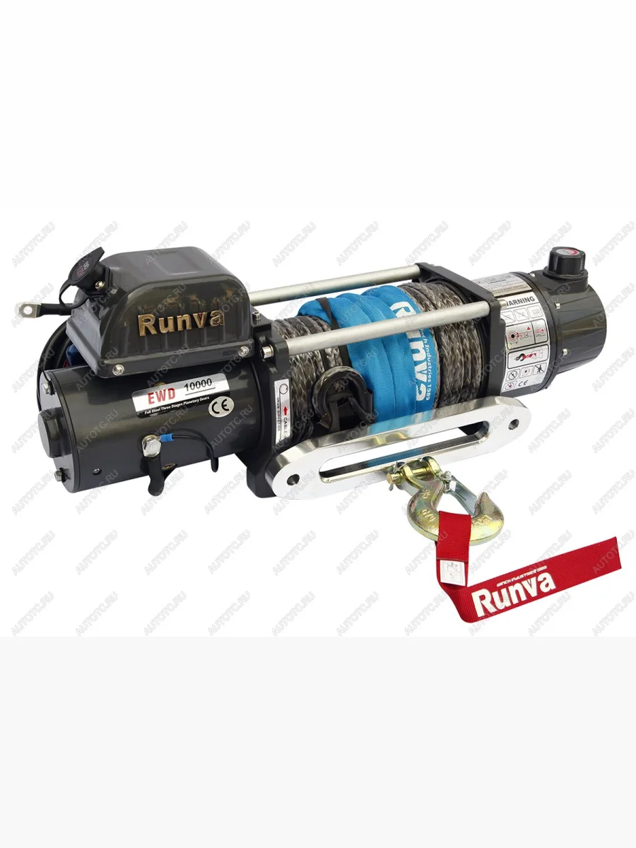 Лебёдка электрическая двухскоростная 12V Runva 10000 lbs 4500 кг (синтетический трос) RUNVA ewd10000usr  с доставкой в г. Керчь