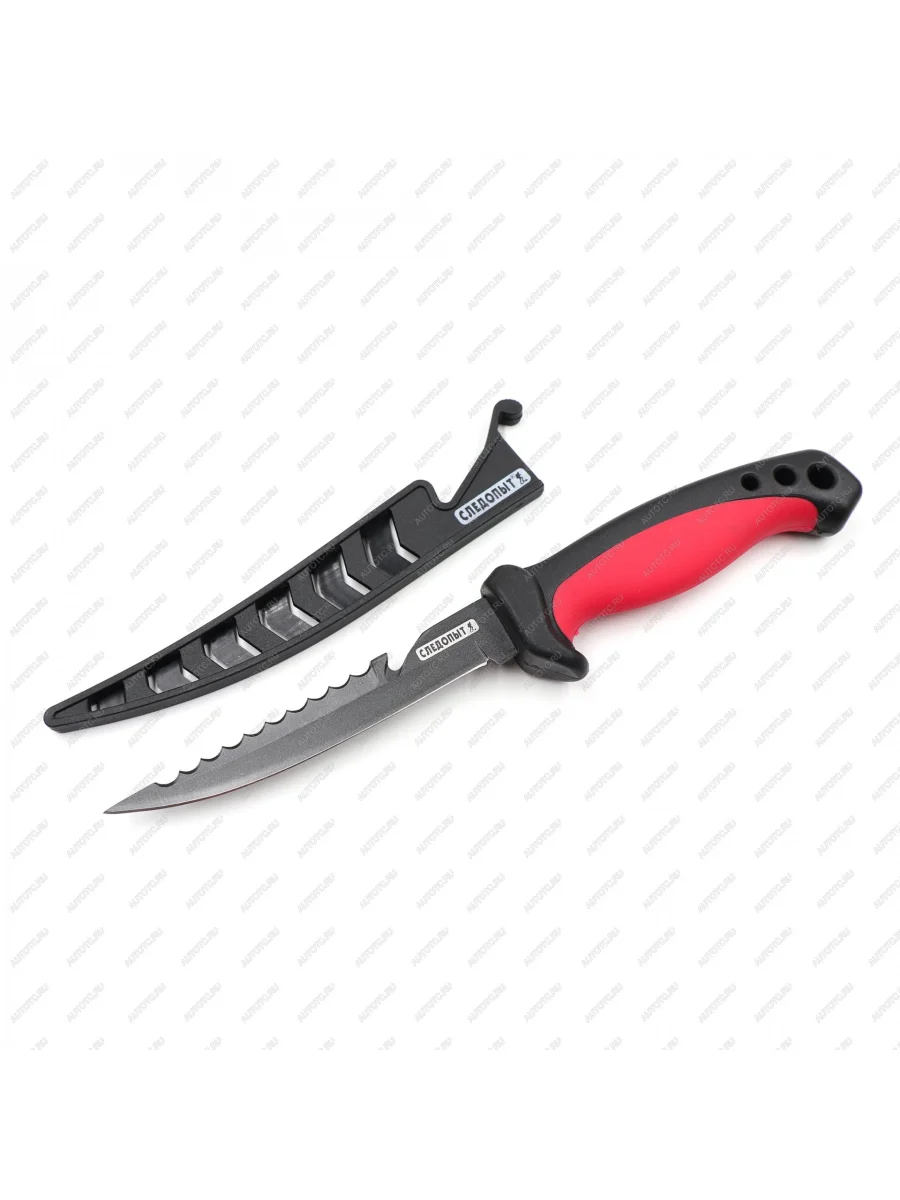 Нож туристический "СЛЕДОПЫТ" филейный, прорезиненная ручка, клинок 150 мм, черный СЛЕДОПЫТ pf-pk-22  с доставкой в г. Керчь